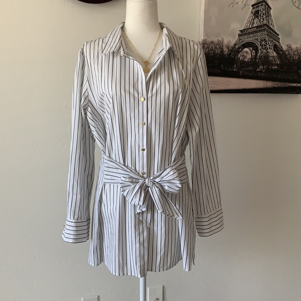 Anne Klein Striped Blouse w/Tie